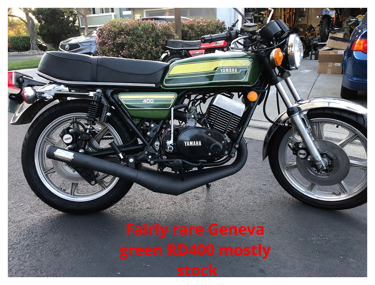 RD400 Geneva green motorcycle